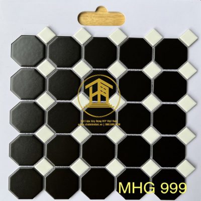 Gạch Mosaic trang trí Bát giác đen MHG 999