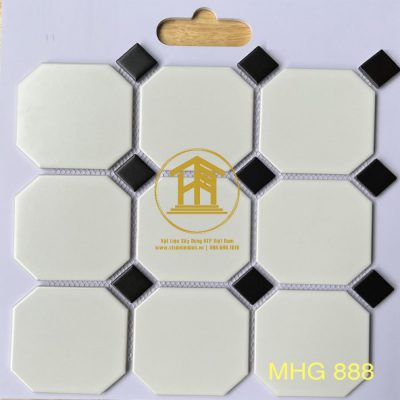 Gạch Mosaic trang trí Bát giác trắng MHG 888