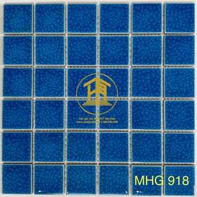 Gạch Mosaic Gốm Men Rạn 2 Lớp Màu Xanh Biển MHG 918
