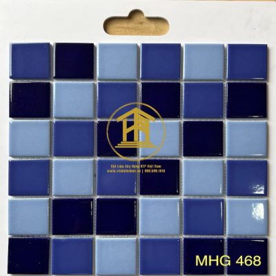 Gạch Mosaic Hồ bơi mix xanh biển đậm MHG 468
