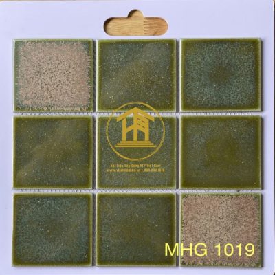 Gạch Mosaic gốm men rạn 10x10 màu xanh rêu MHG 1019