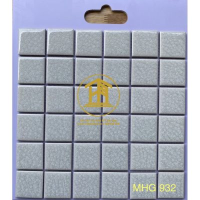 Gạch Mosaic Gốm men rạn 2 lớp màu trắng MHG 932