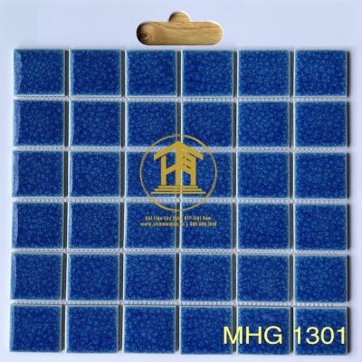 Gạch Mosaic Gốm men rạn 2 lớp xanh biển 1301