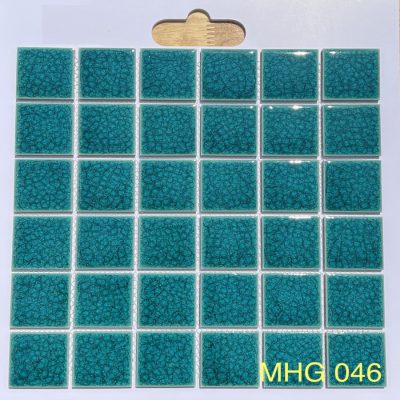 Gạch Mosaic Gốm men rạn 2 lớp xanh ngọc 046
