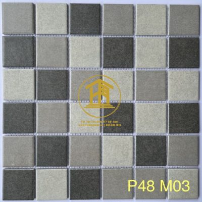 Gạch Mosaic Gốm sứ mix màu xám P48M03