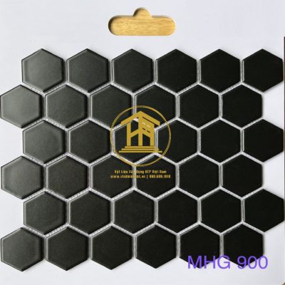 Gạch Mosaic 30x30cm lục giác màu đen mờ MHG 900