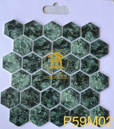 Gạch Mosaic 30x30cm lục giác xanh rêu P59M02